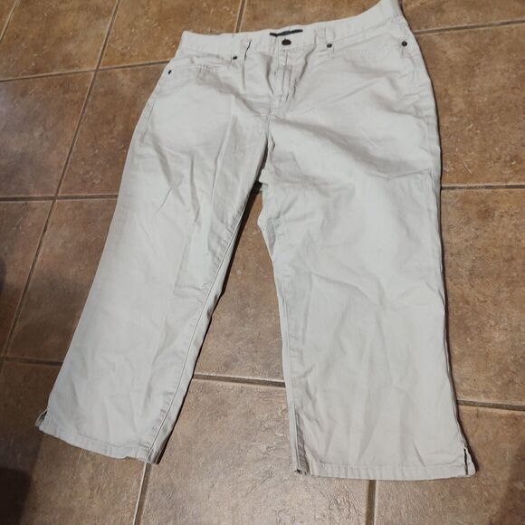 Lauren Ralph Lauren Women's Cropped Jeans High Rise Flat Front Ivory Size 12 - Picture 2 of 9